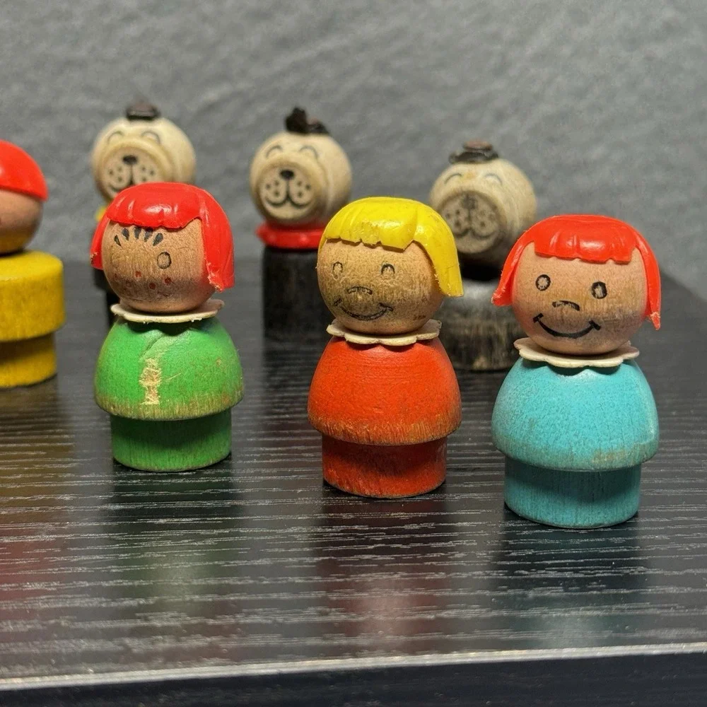 Lot of 16 Vintage Fisher Price Little People - Rare All Wood